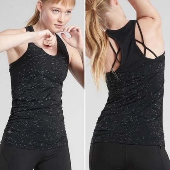 Athleta Tops - Athleta Speedlight Speckled Black Tank Top